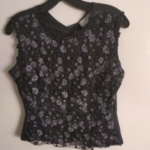 Flora Nikrooz Black Embellished Fitted Blouse